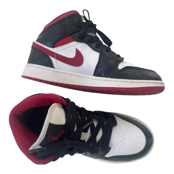 Jordan Women's 1 Mid Gym Red Panda Shoes sz 4Y EUR 36, 23 cm UK 3.5 -DJ4695-122